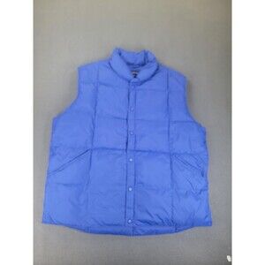 Lands End Vest Mens XL Blue Puffer Goose Down Insulated Nylon Outdoor Dad Hiking